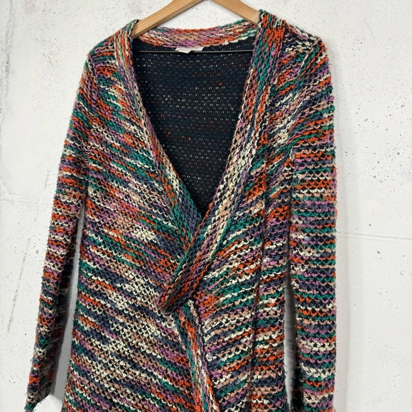 Boston Proper Asymmetrical Multi Color Tweed Cardigan Sweater - Picture 3 of 13